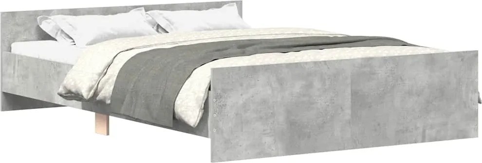 vidaXL Cadru de pat cu tăblie la cap/picioare, gri beton, 150x200 cm