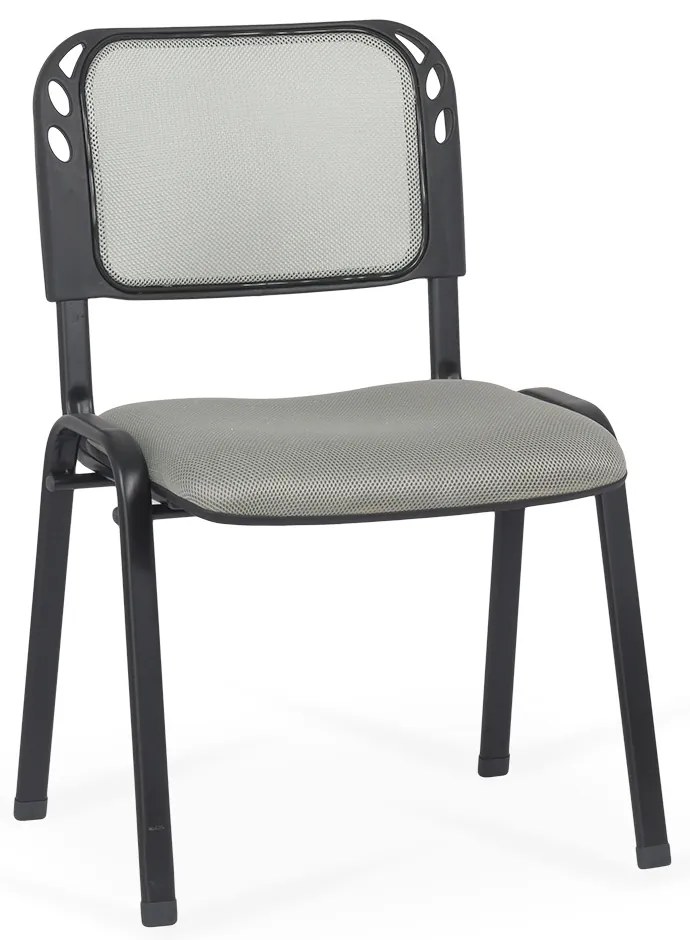Scaun conferință gri cu șezut ergonomic buretat si spătar mesh ventilat și cadru metalic HRC 600