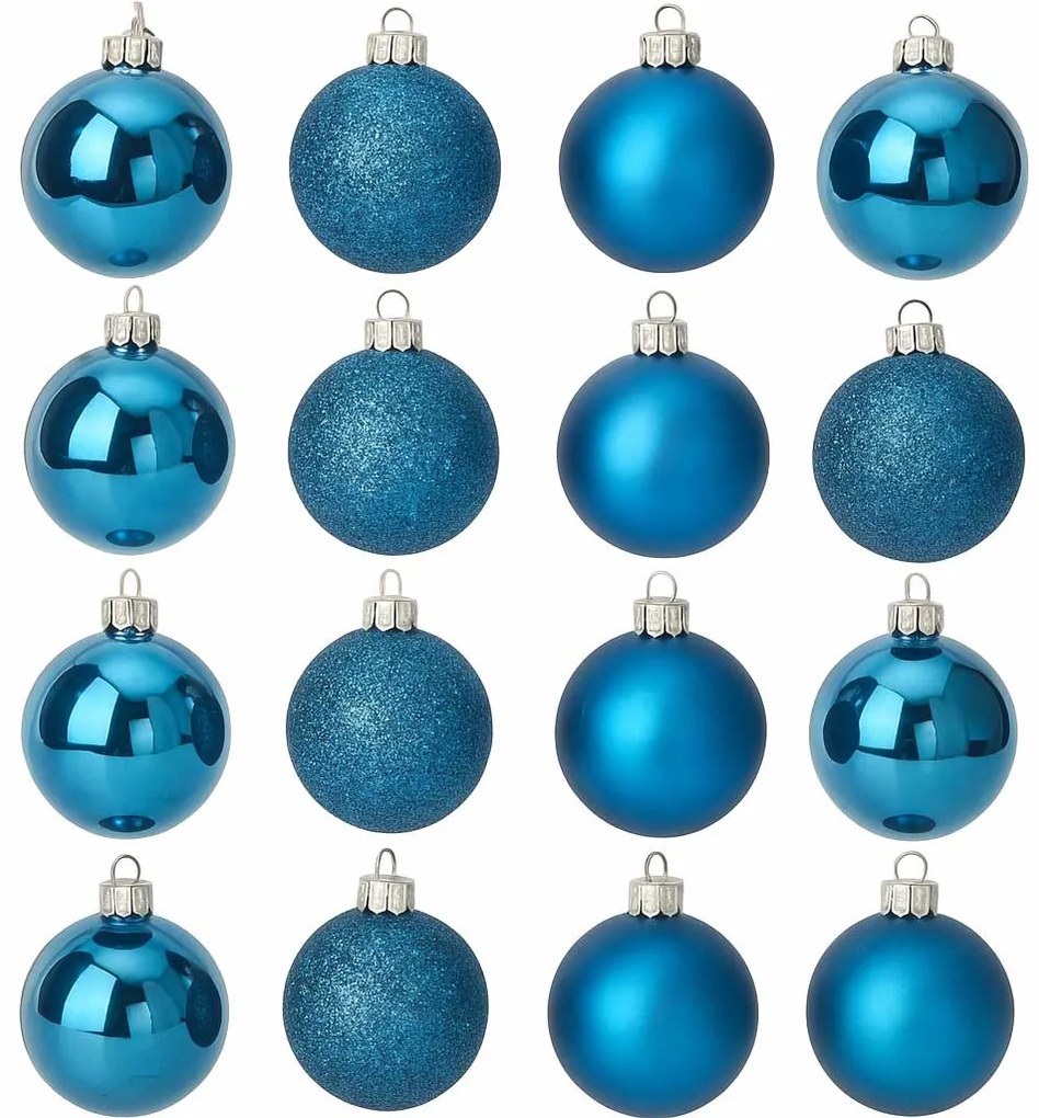 Globuri de Crăciun din sticlă Ø 8 cm, 16 buc., albastre