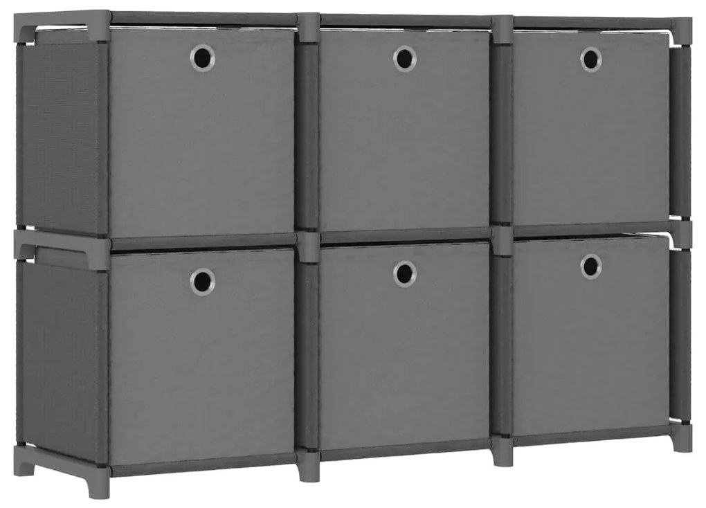 vidaXL Raft expunere, 6 cuburi + cutii, gri, 103x30x72,5 cm, textil