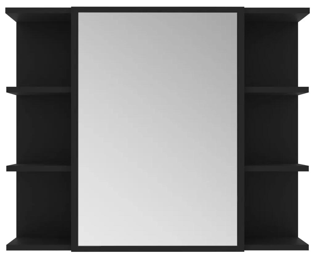 Dulap de baie cu oglinda, negru, 80 x 20,5 x 64 cm, PAL Negru