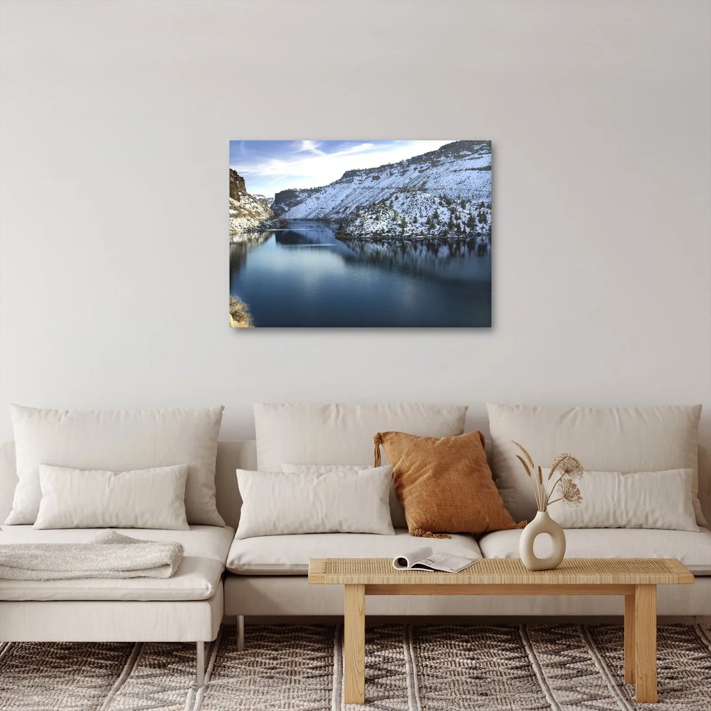 Tablou - peisaj de iarnă cu lac (70x50 cm)