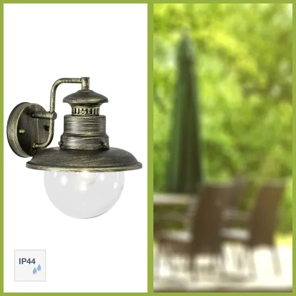 Outdoor wall lamp Brilliant ARTU 1xE27/60W/230V IP44 patină/auriu