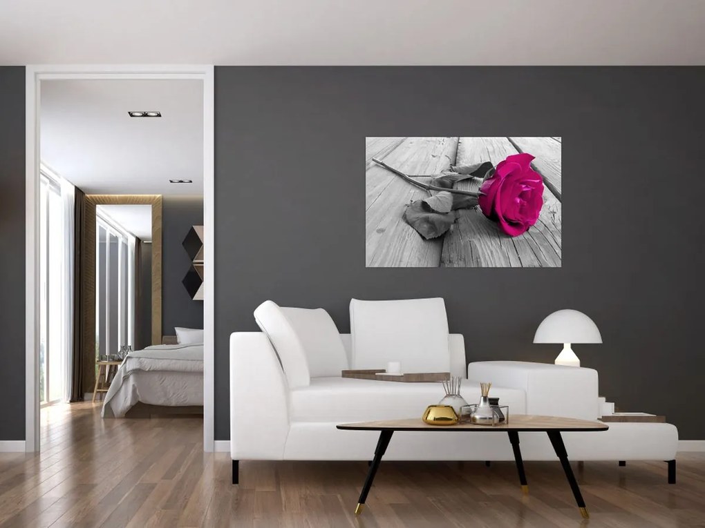Tablou - Trandafir roz (90x60 cm)