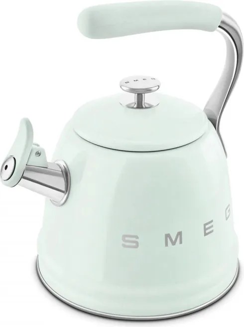Ceainic cu fluier Smeg CKLW2001PG, 2,3 l, Toate plitele inclusiv inductie, Maner rece, Otel, Verde pastel