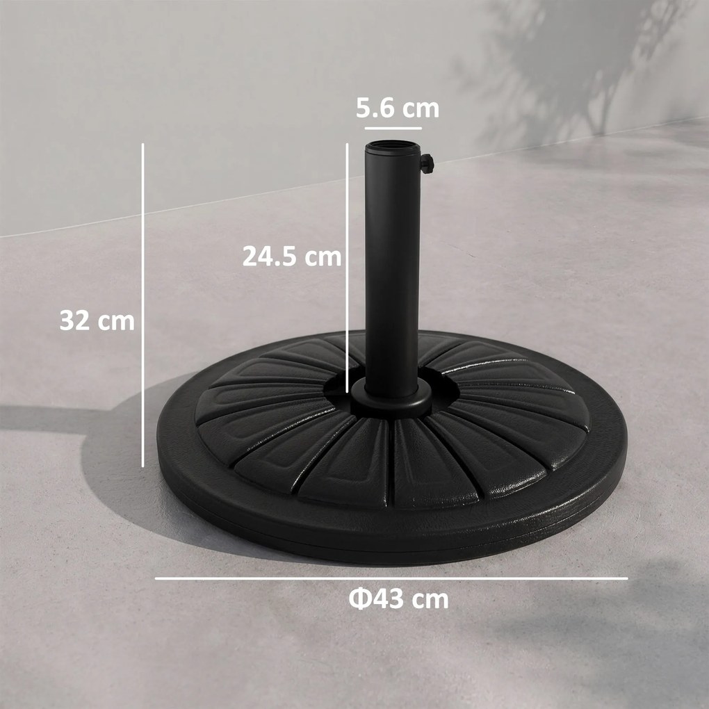 Outsunny Suport 13kg din Ciment pentru Umbrelă Soare, Bază Rotundă Rezistentă 48mm, Negru | Aosom Romania
