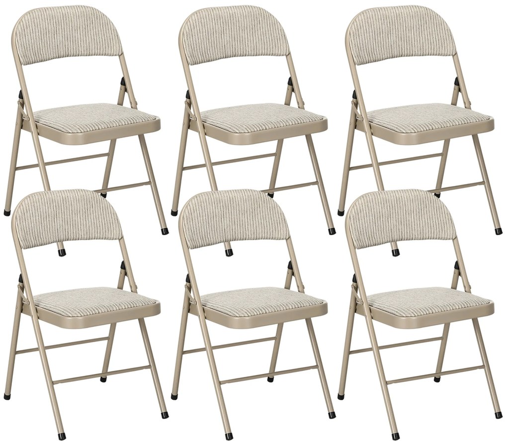 HOMCOM Set de 6 Scaune Pliabile din Metal, Scaune Pliabile din Interior cu Șezut Tapițat din Piele PU și Spătar Deschis | Aosom Romania
