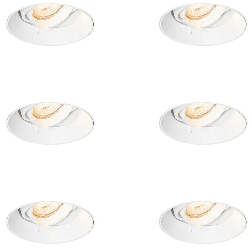 Set de 6 spoturi încastrate moderne albe GU10 rotunde fără ramă - Oneon