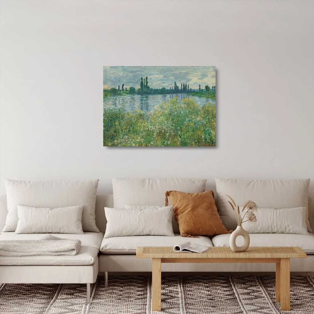 Tablou pe sticlă - Claude Monet, Banks of the Seine, reproducere (70x50 cm)