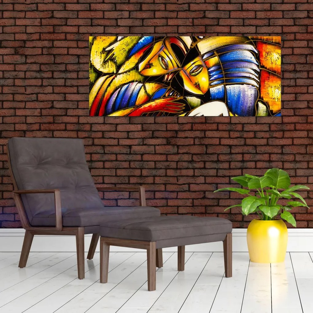 Tablou - Pictură în ulei, îndrăgostiții (120x50 cm)