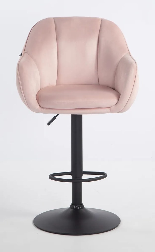 HR12055W Scaun Roz Pudra din Catifea cu Bază Neagră