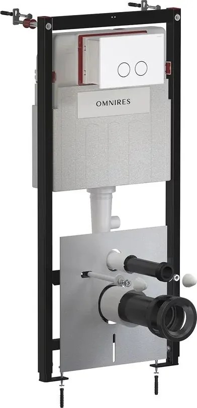 Rezervor incastrat Omnires StrongFrame pentru vas WC suspendat si clapeta de actionare Steel-R45 finisaj alb mat