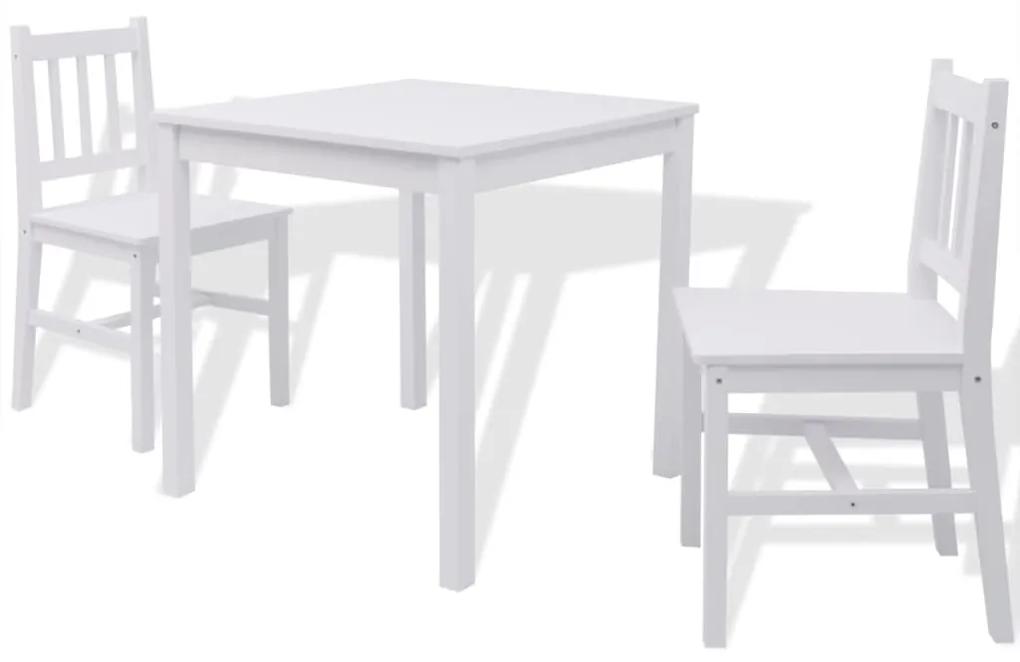 242955 vidaXL Set de masă, trei piese, alb, lemn de pin