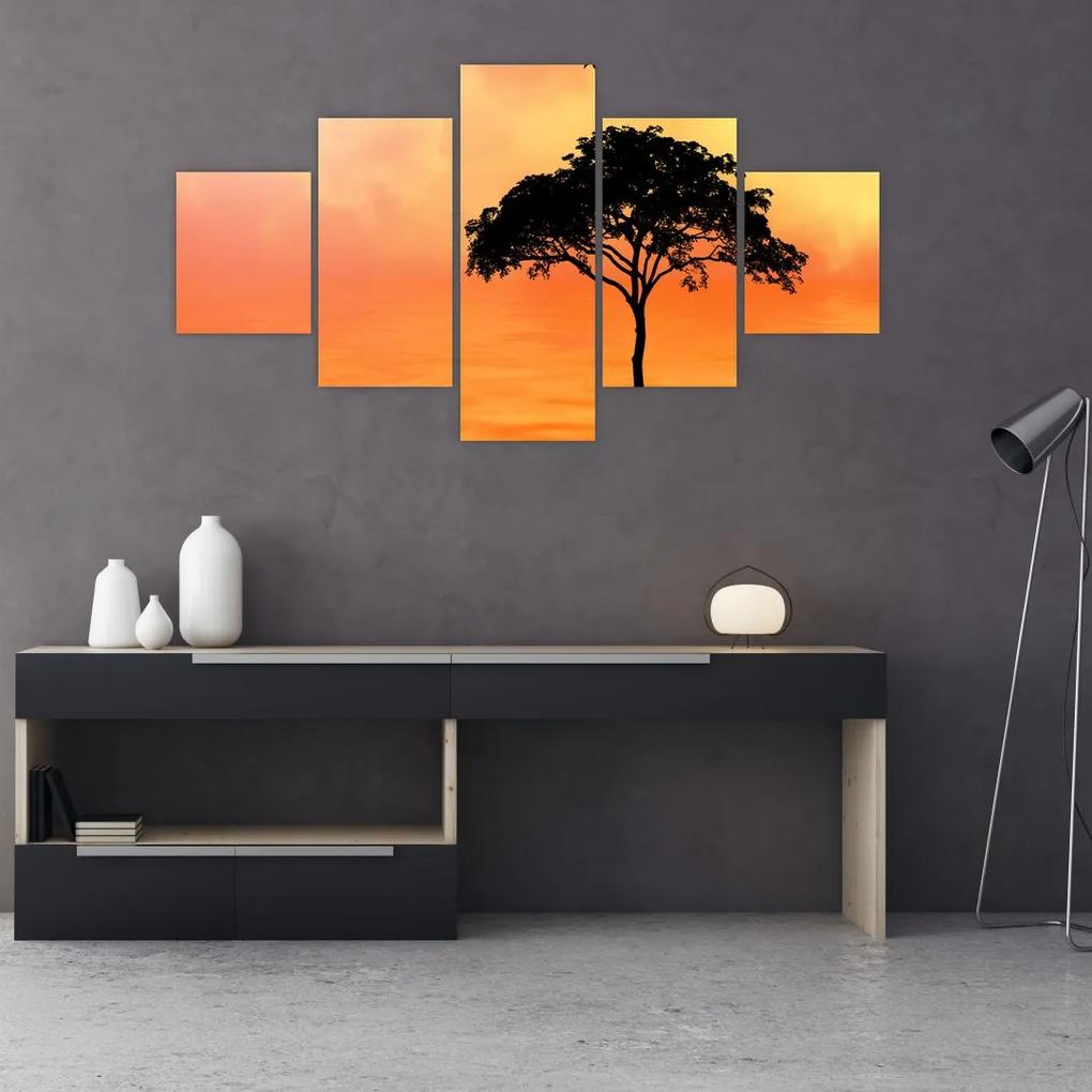 Tablou cu copac în apus de soare (125x70 cm), în 40 de alte dimensiuni noi
