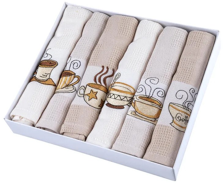 Prosoape de bucătărie vafelă din bumbac CAFEA 50 x 70 cm 6 buc