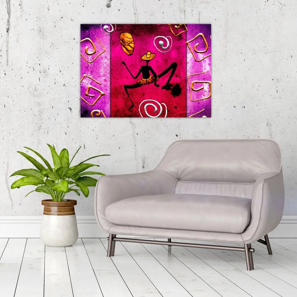 Tablou pe sticlă picturii istorice pe perete (70x50 cm)