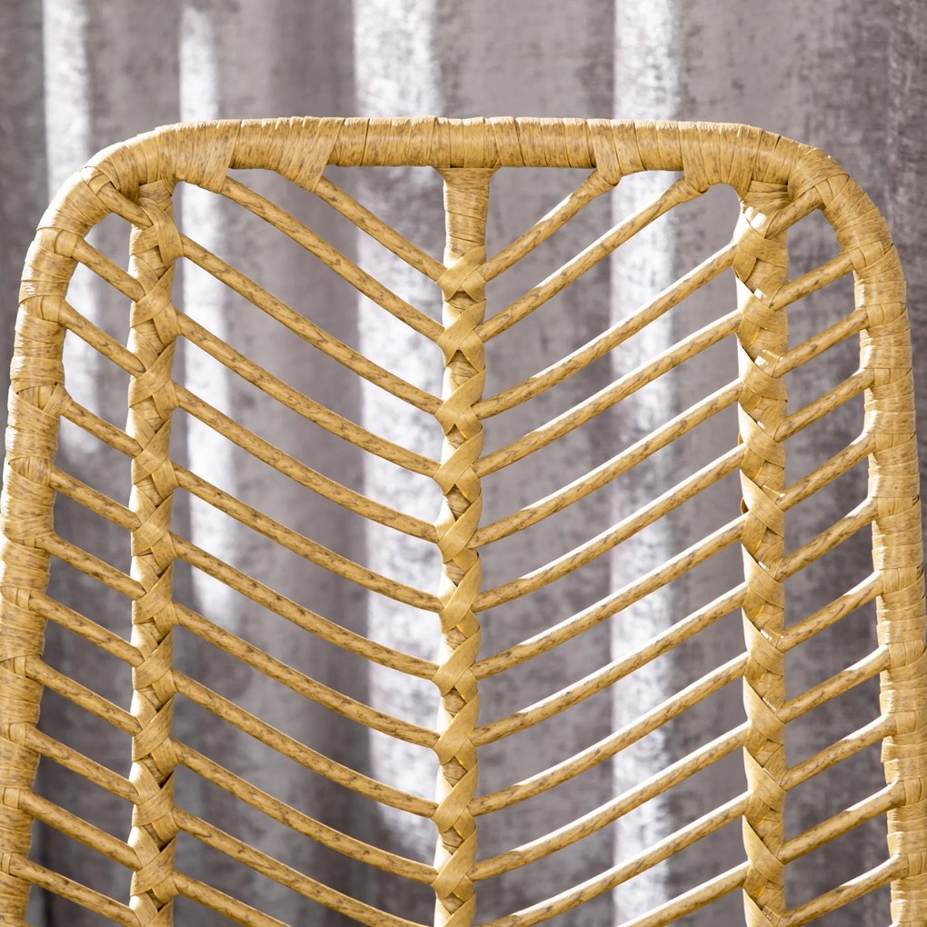 HOMCOM Lot de 2 taburete de bar design boem Înălțime 66 cm cu suport pentru picioare din metal și răchită PE, natural | Aosom Romania