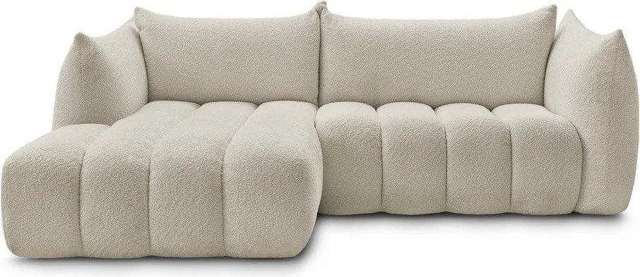 Colțar bej cu tapițerie din țesătură bouclé (cu colț pe partea stângă/cu șezlong) Azra – Bobochic Paris