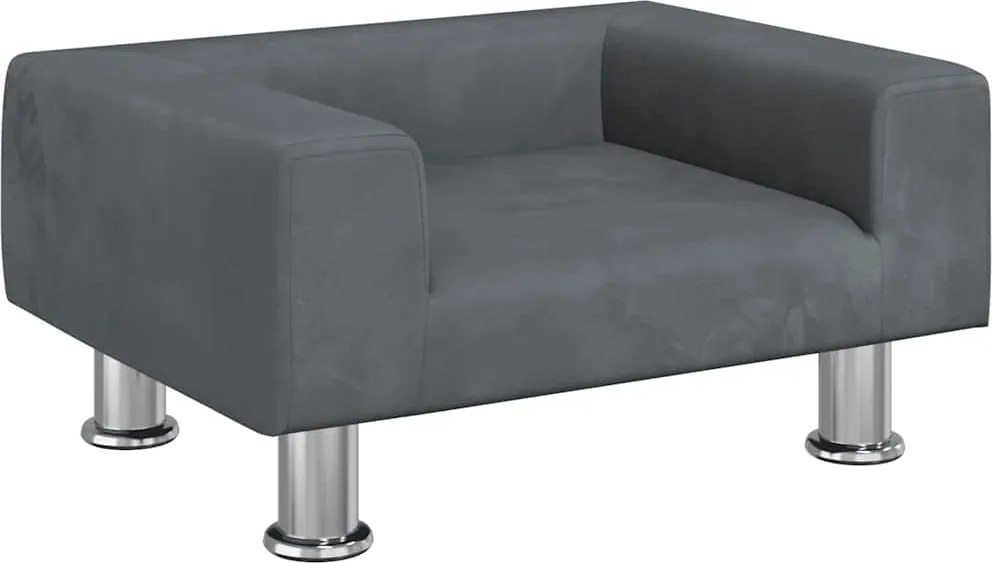 vidaXL Pat de câini, gri închis, 50x40x26,5 cm, catifea