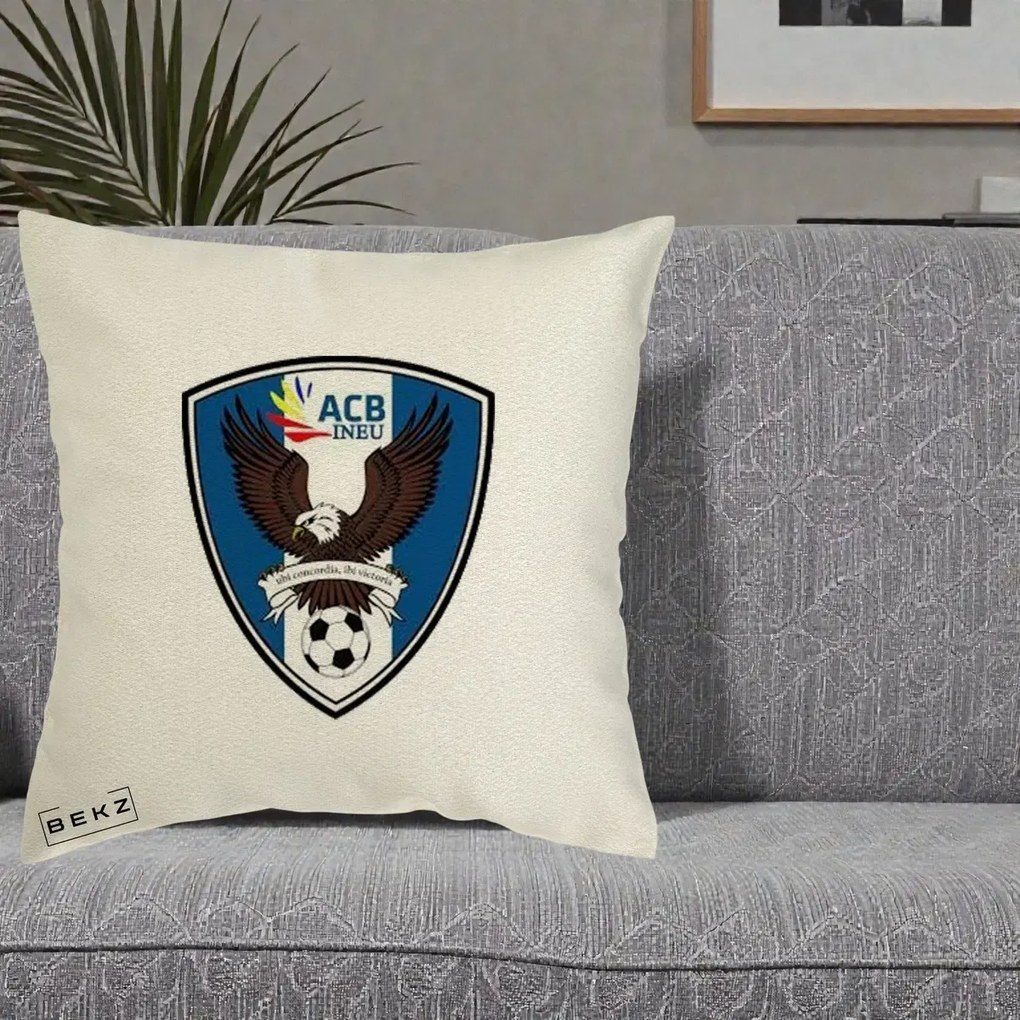 Perna Personalizata ACB Ineu Fotbal, 40x40 cm, Ecru, Husa Detasabila, Perna Inclusa, BEKZ®