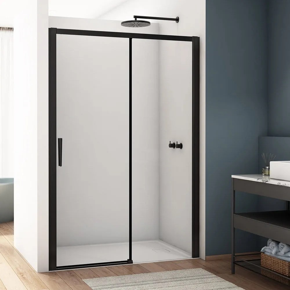 Usa dus glisanta 130 cm, grosime sticla 6 mm, tratament anticalcar, profil negru mat, Ronal Divera 1300 mm