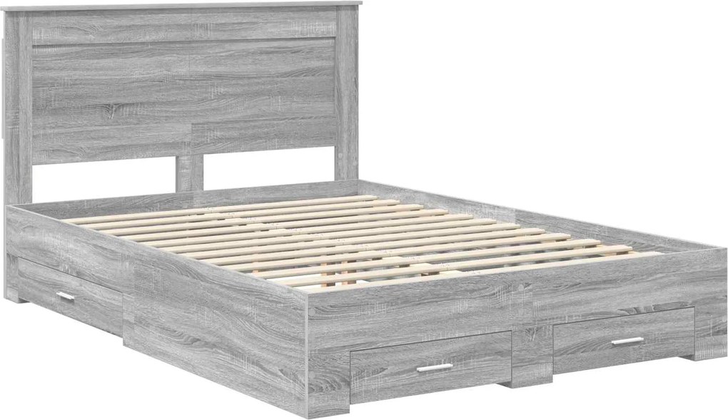 vidaXL Cadru de pat cu sertar cu headboard cu depozitare Lemn compozit