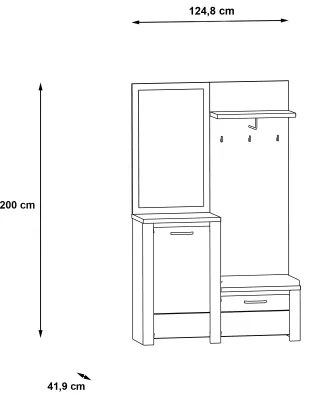 Set pentru hol HIRO cu oglindă, alb/gri