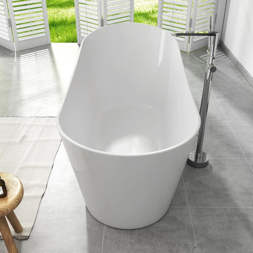 Cada freestanding compozit, 170 x 73 cm, ovala, alb lucios, Foglia Viva