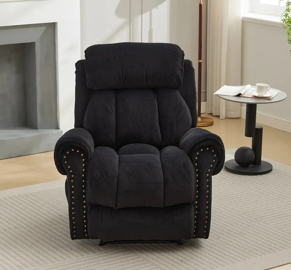 RESIGILAT- Fotoliu Masaj si Incalzire, Recliner, suport picioare extensibil, Textil, Negru