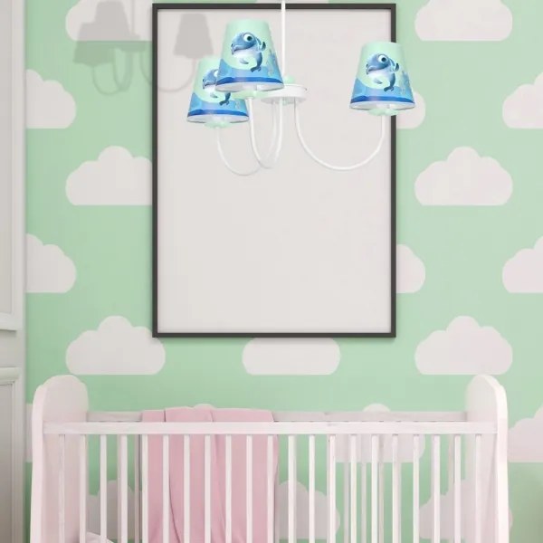 Lustră pe tijă pentru copii DOLPHIN 3xE14/40W/230V