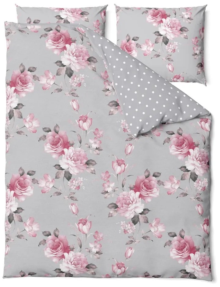 Lenjerie de pat din bumbac pentru pat dublu Bonami Selection Belle, 200 x 220 cm, gri