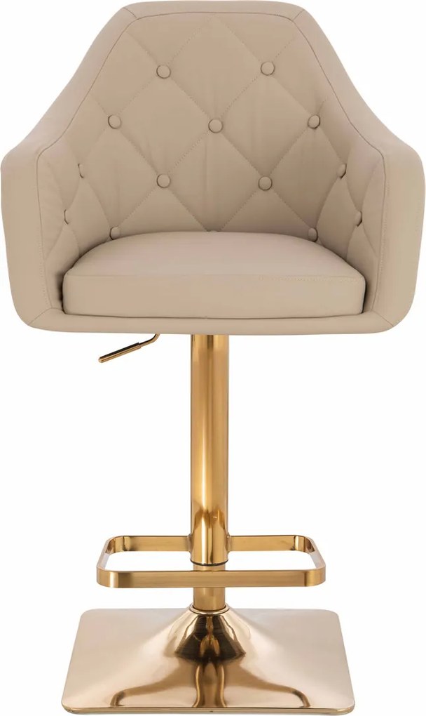 HR831KW Scaun Crem Piele Ecologica Premium Soft cu Bază Aurie