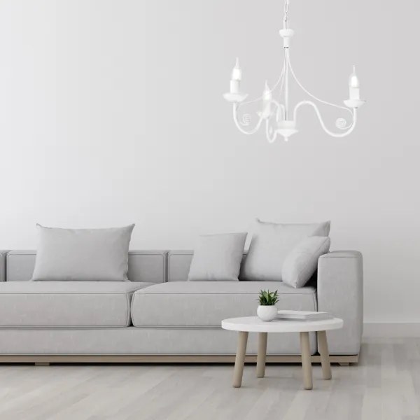 Lustră pe lanț DONATO 3xE14/40W/230V alb