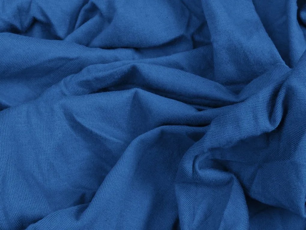 Cearsaf de pat jersey albastru inchis 160 x 200 cm