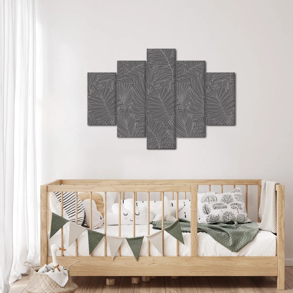 Tablou - Frunze de palmier gri (150x105 cm)