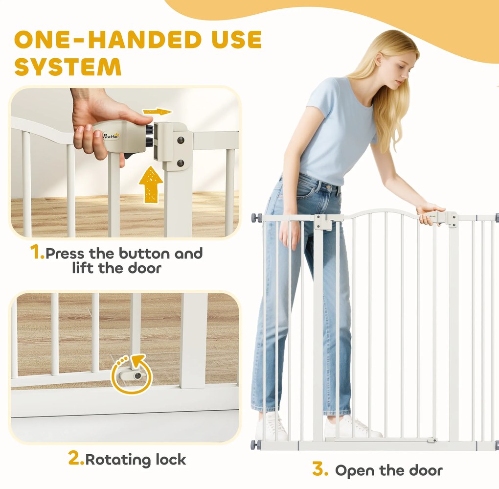 PawHut Poartă Extensibilă pentru Câini fără Șuruburi, Poartă de Siguranță Reglabilă, 94-100x94 cm, Alb | Aosom Romania