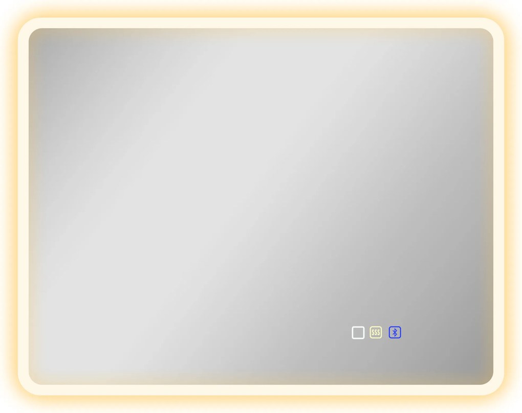 HOMCOM Oglindă de baie LED bluetooth 70 x 90 cm interruptor tactil lumină reglabilă 3 culori anti-abur memorie argintiu | Aosom Romania