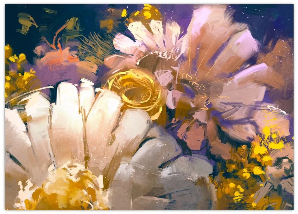 Tablou pe sticlă - Flori (70x50 cm)