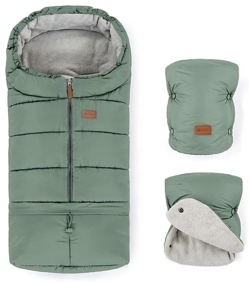 PETITE&MARS - Set sac de iarnă 3în1 JIBOT + mânuși cărucior JASIE verde