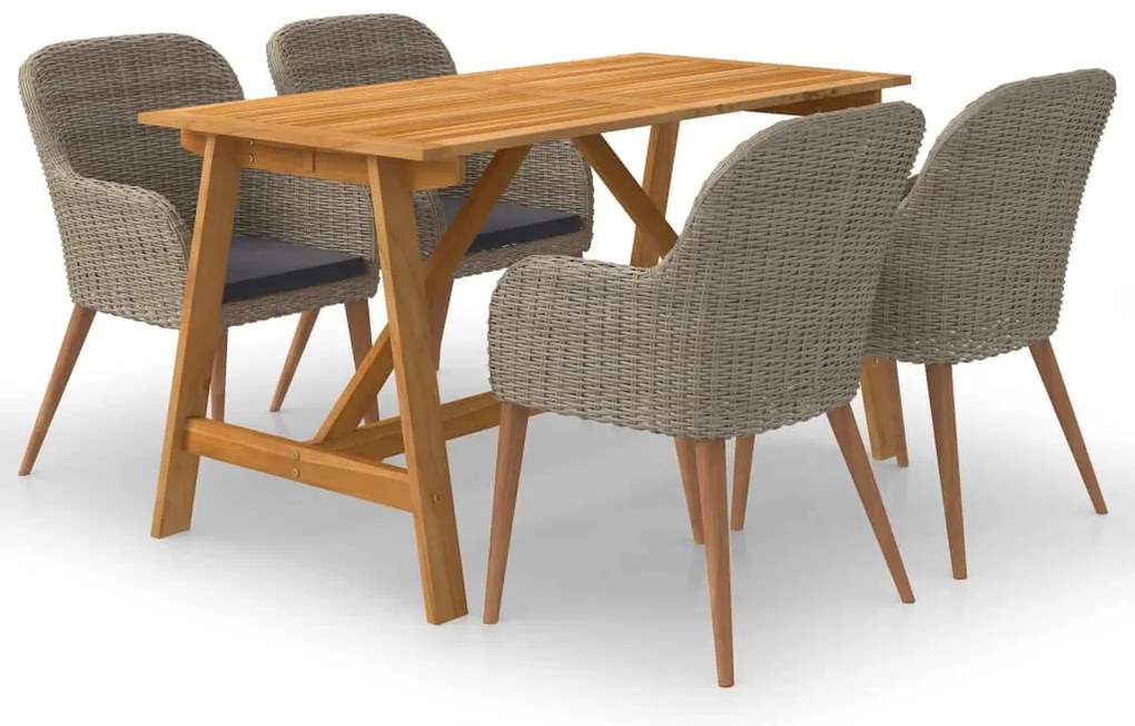 vidaXL Set de masă pentru grădină, 5 piese, maro