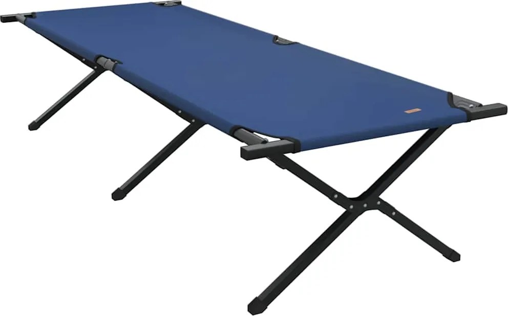 vidaXL Pat pliabil pentru camping Manual albastru 210 x 80 x 46 cm