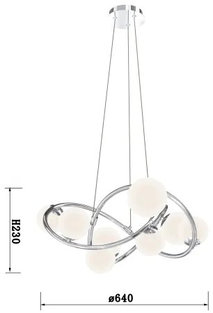 Lustră LED pe cablu NANCY Wofi 7014-807 8xG9/3,5W/230V crom lucios