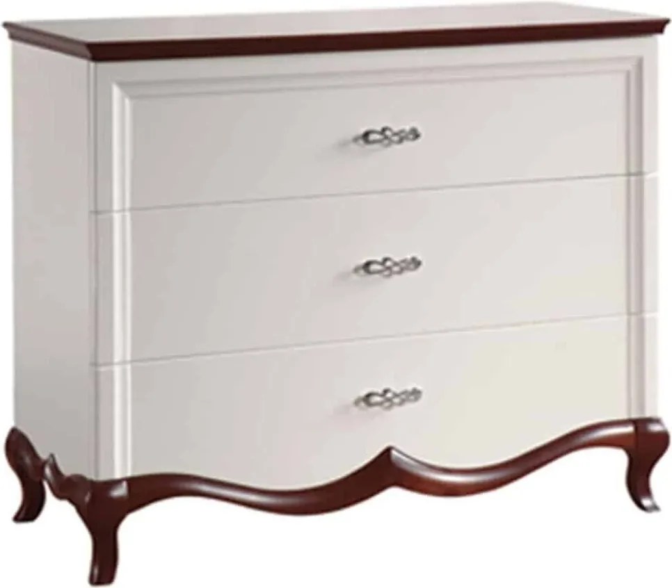 Comodă lemn masiv nuc Milan II Alb-, 114 × 46,5 × 90,2 cm