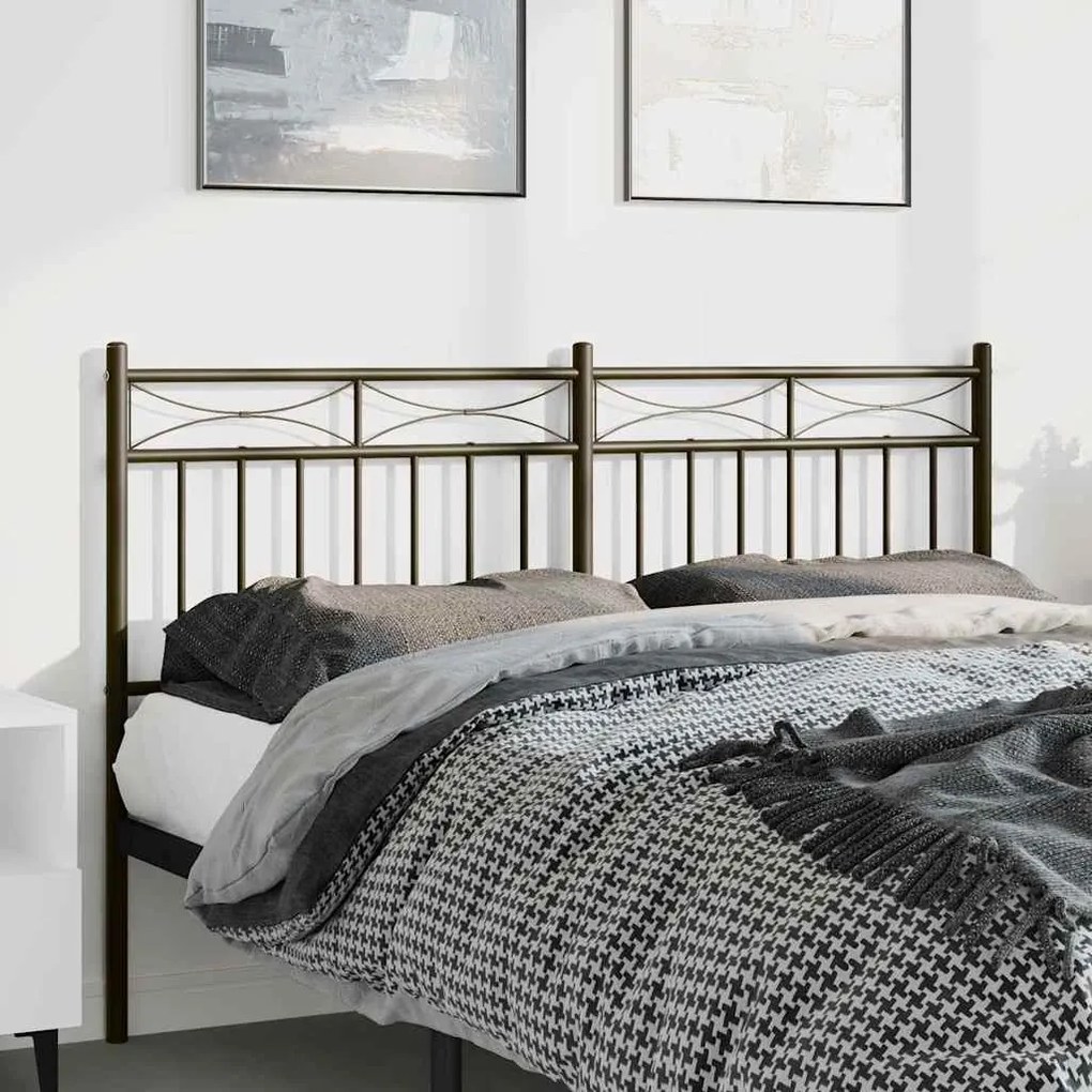 vidaXL Tăblie de pat metalică, negru, 150 cm