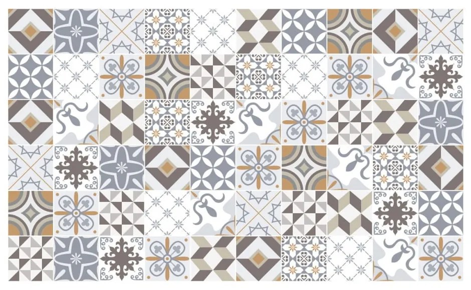 Set 60 autocolante de perete Ambiance Cement Tiles Liliania, 10 x 10 cm