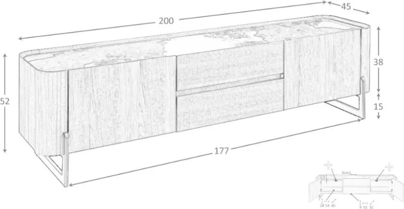 Comoda TV deosebita design LUX Walnut-Marble