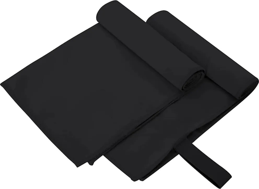 vidaXL Prosoape Sport 2 pcs Negru 50 x 30 cm Poliester și poliamidă