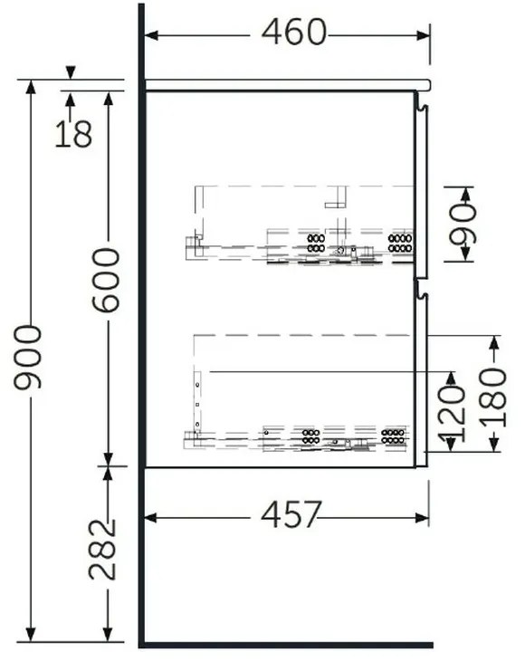 Mobilier suspendat incastrabil pentru lavoar, Joy, 60 cm gri, Rak Gri