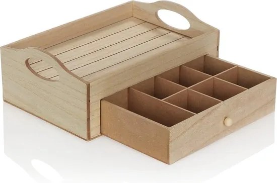 Tava de servire cu sertar pentru ceai TEABOX 30x20 cm