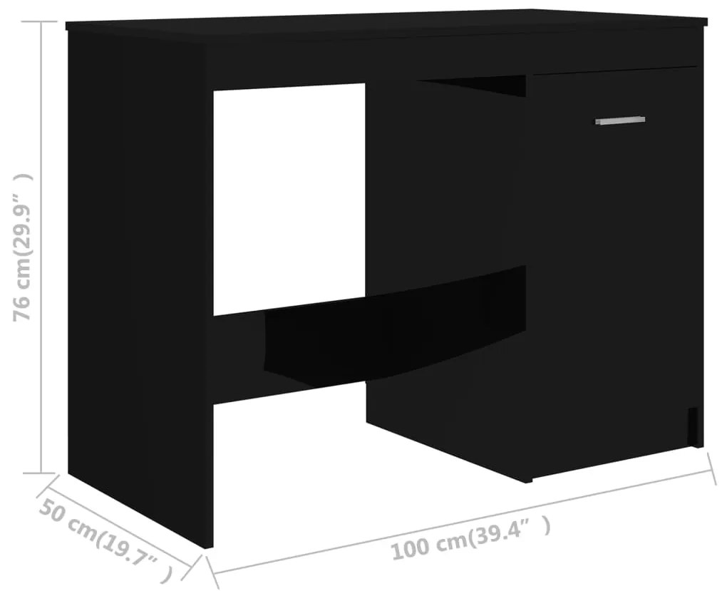 Birou, negru extralucios, 100 x 50 x 76 cm, PAL negru foarte lucios